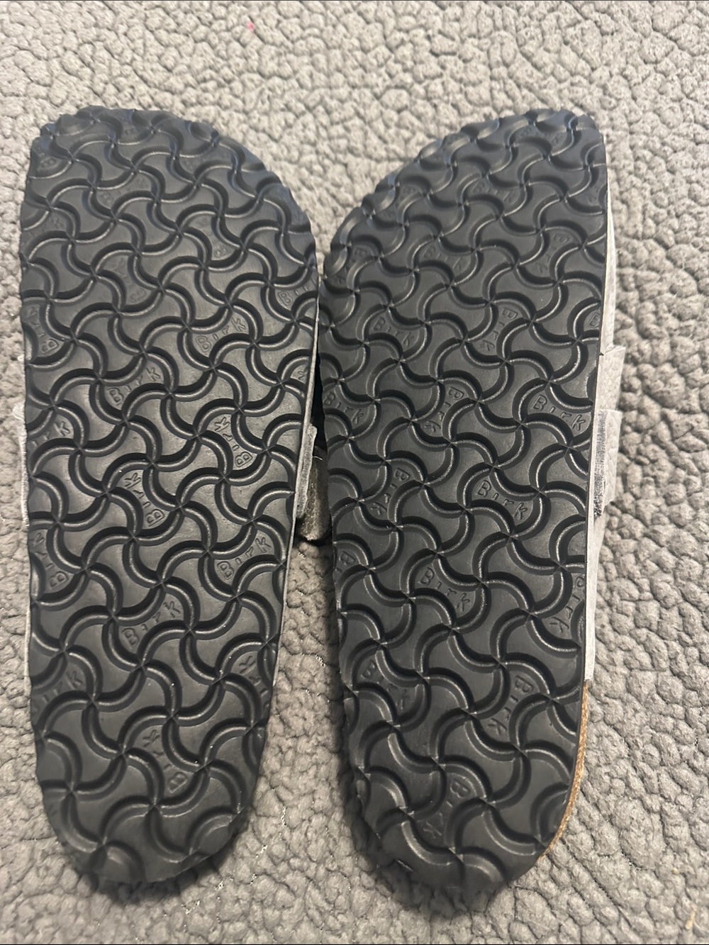 Birkenstock Light Gray Suede Slip-On Clogs with Strap - Picture 4 of 6